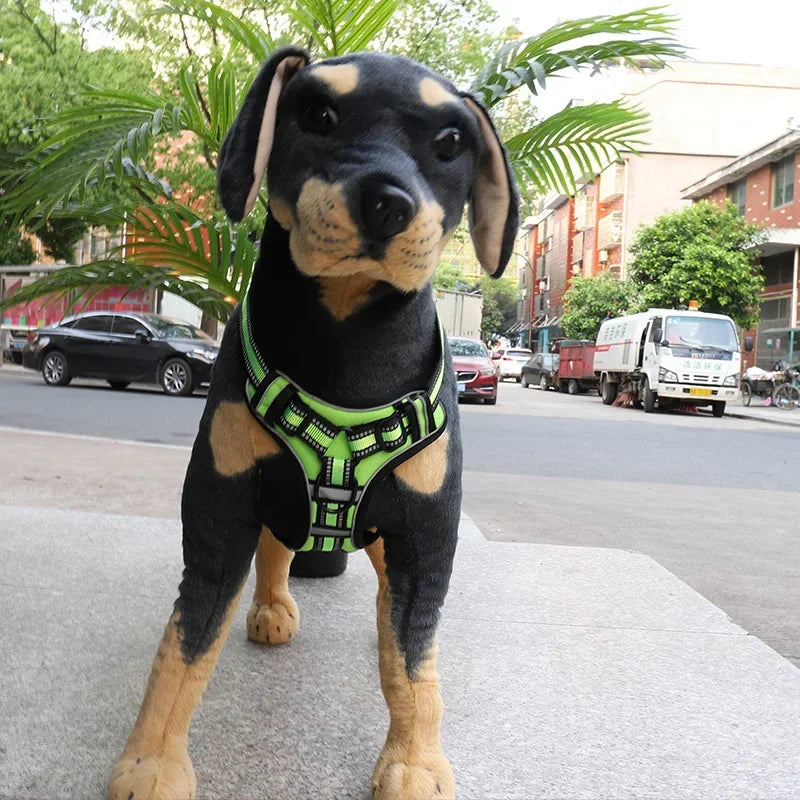 Coleira de nylon ajustável para cães, colete refletivo, macio e respirável, sem puxões, coleira para animais de estimação para cães pequenos e grandes