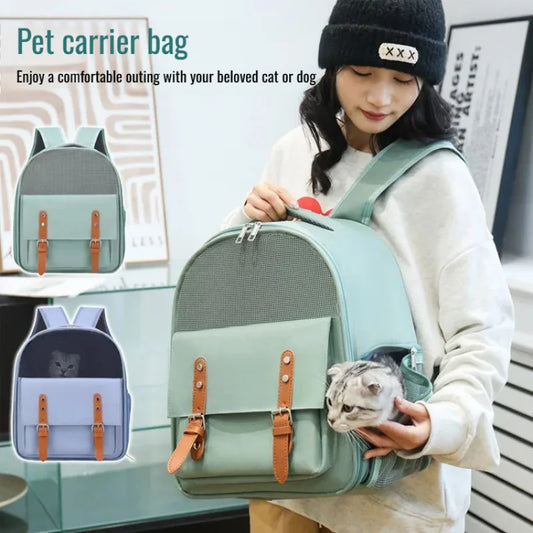 Mochila para gatos de grande capacidade para atividades ao ar livre - Mochila portátil de ombro para animais de estimação, respirável, confortável para viagens/caminhadas, fácil de transportar