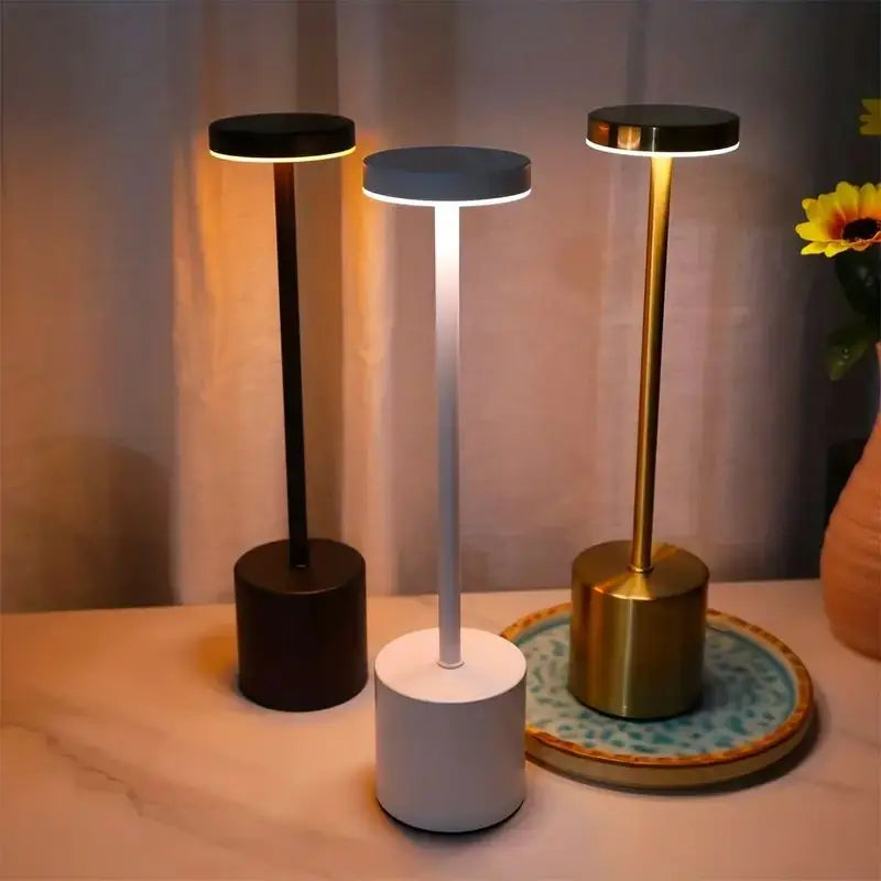 1/2 peças abajur de mesa em formato de I abajur de mesa de bar abajur de mesa de cabeceira retrô abajur de mesa LED recarregável com sensor de toque 3 cores