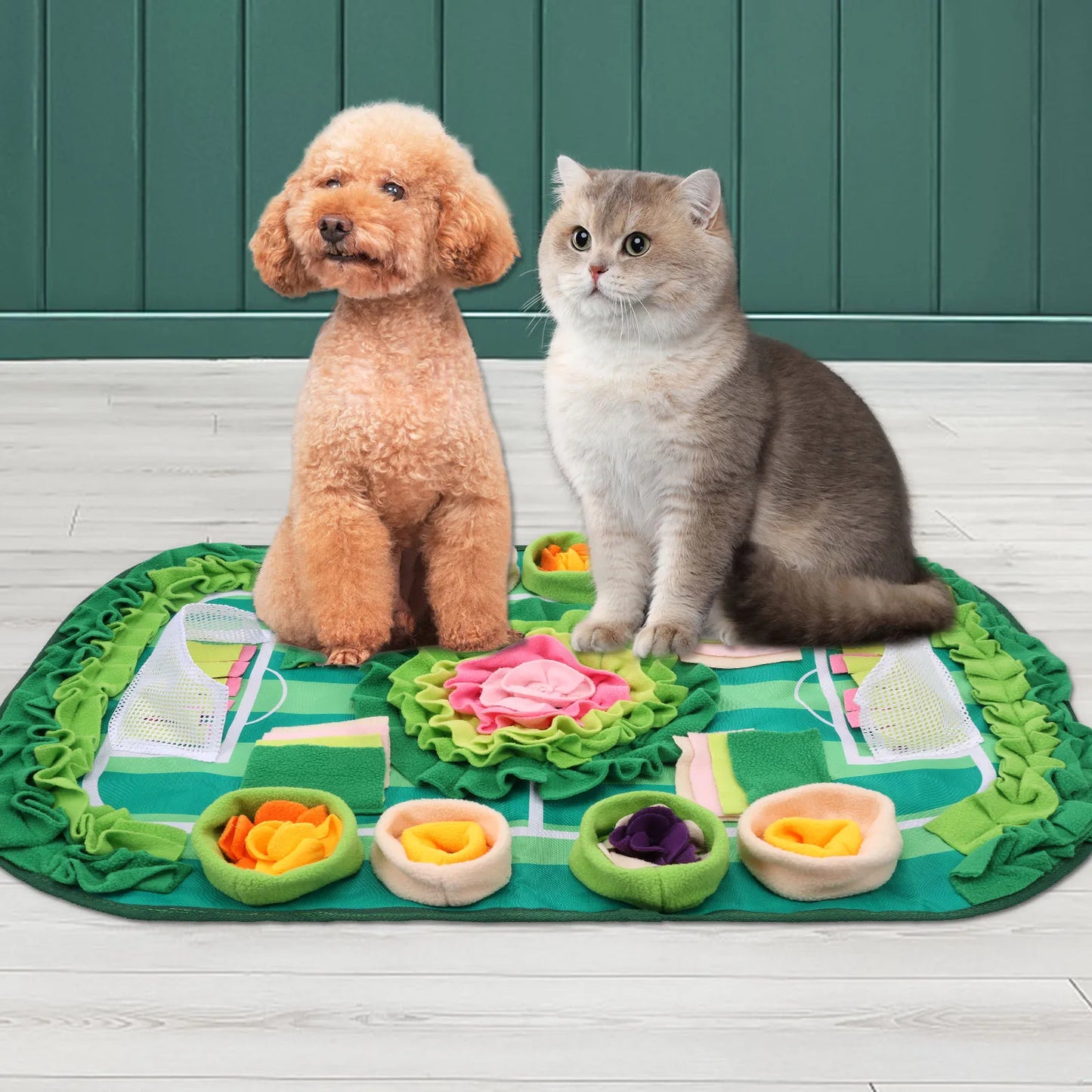Tapete de farejamento para animais de estimação, cão, interativo, flor, alimentação lenta, quebra-cabeça, petisco para cães, gatos, coelhos, habilidades de forrageamento