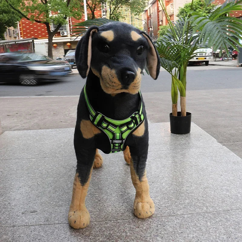 Coleira de nylon ajustável para cães, colete refletivo, macio e respirável, sem puxões, coleira para animais de estimação para cães pequenos e grandes