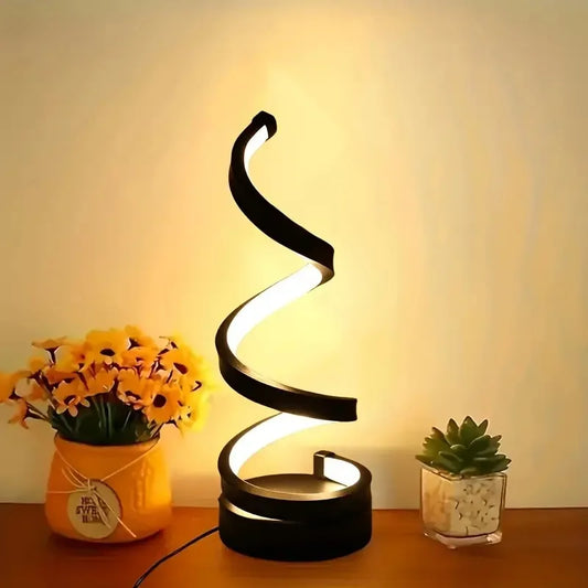Luminária de mesa LED USB 5V, moderna, criativa, espiral, 3 cores, regulável, para quarto, sala de estar, escritório, bar, decoração, iluminação