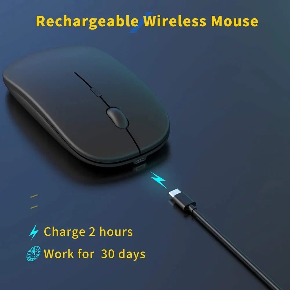 Mouse gamer sem fio, silencioso e mágico, adequado para laptops e tablets, com versões alimentadas por bateria e recarregáveis