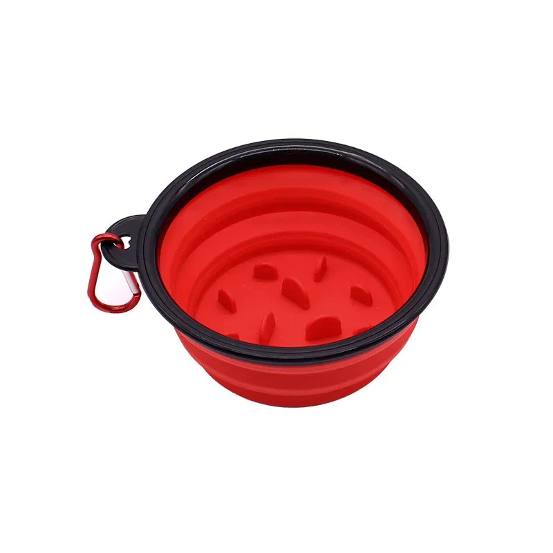 Tigela dobrável de silicone para animais de estimação, tigela de comida lenta para cães, tigela portátil para cães ao ar livre, utensílios de mesa, tigelas de arroz para cães e garrafa de água para cães