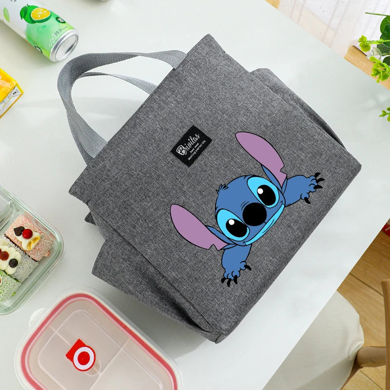 Bolsa de almoço térmica Stitch - Tecido Oxford impermeável, papel alumínio, bolsa quadrada portátil e reutilizável para trabalho, escola, piquenique