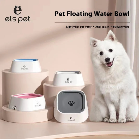 Tigela para animais de estimação, tigela para cães, sem boca molhada, tigela flutuante para evitar batidas, bebedouro para gatos, tigela para cães à prova de respingos