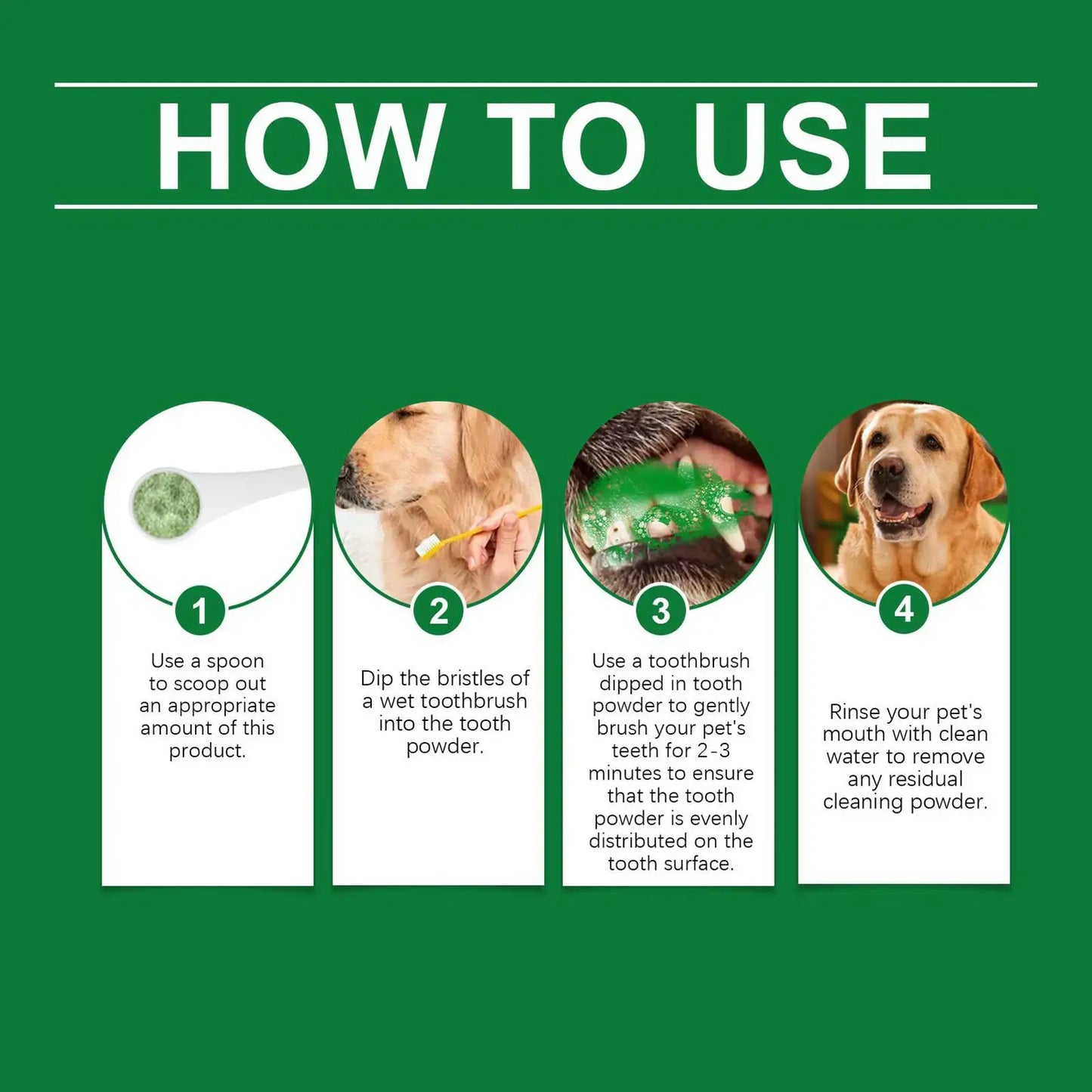 Pó para dentes de cães, removedor de mau hálito para dentes, produtos de limpeza suaves e duradouros, suprimentos para animais de estimação resistentes a odores