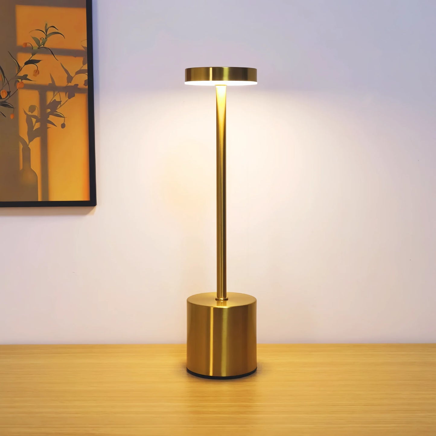 Luminária de mesa LED com carregamento sem fio | 3 cores + dimerização ajustável | Carregamento USB | Luminária de cabeceira | Presente de festival.