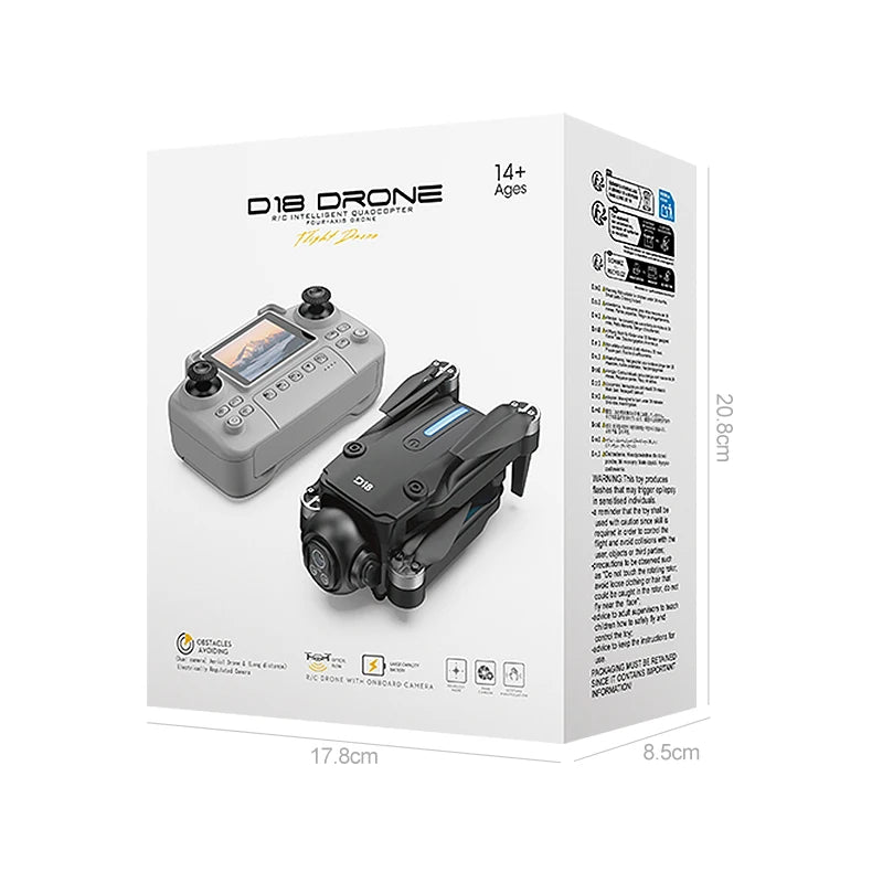 2025 Novo D18 Drone 8K Fotografia Aérea HD com Câmera Dupla Inteligente Prevenção de Obstáculos Sem Escovas Dobrável Quadricóptero Brinquedos