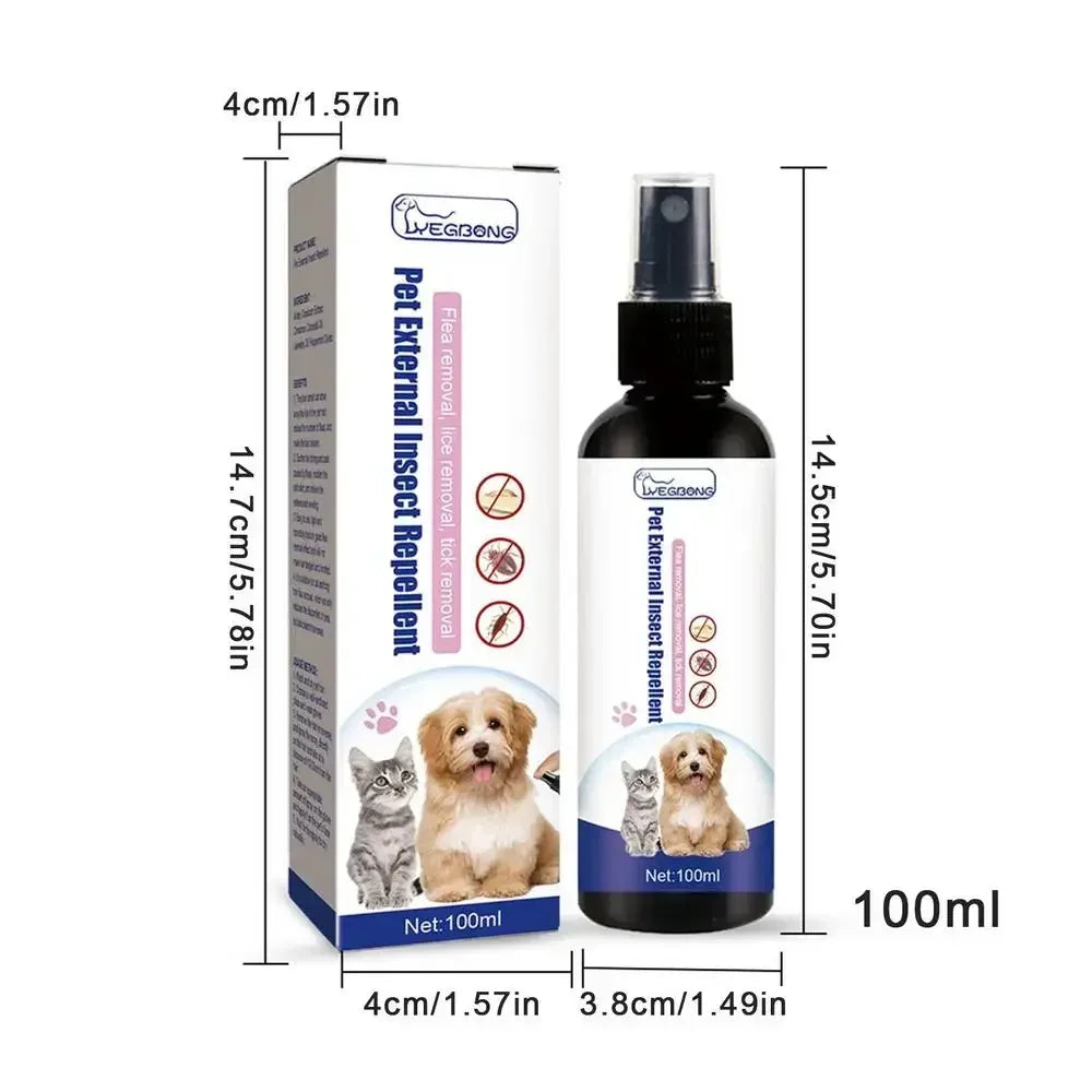 Spray removedor de pulgas para cães e gatos Limpeza da pele de animais de estimação Repelente externo de piolhos Carrapatos Spray para alívio e alívio
