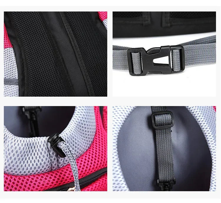 Nova mochila de viagem portátil com dois ombros, bolsa para transporte de cães de estimação, bolsa frontal de malha