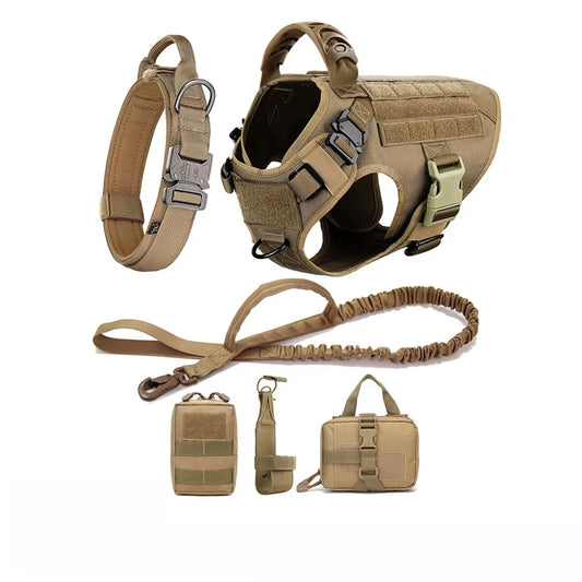 Conjunto de peitoral e guia para cães grandes, colete de treinamento para pastor alemão malinois, colete e coleira para cães de médio e grande porte