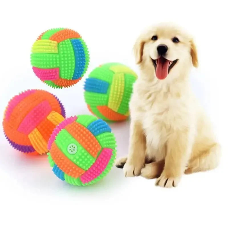 Bola de brinquedo para cachorro com luz de LED, bola de mastigar inflável para filhotes, brinquedo para molares, bola de luz colorida para animais de estimação, brinquedos interativos para gatos, suprimentos para pequenos animais de estimação