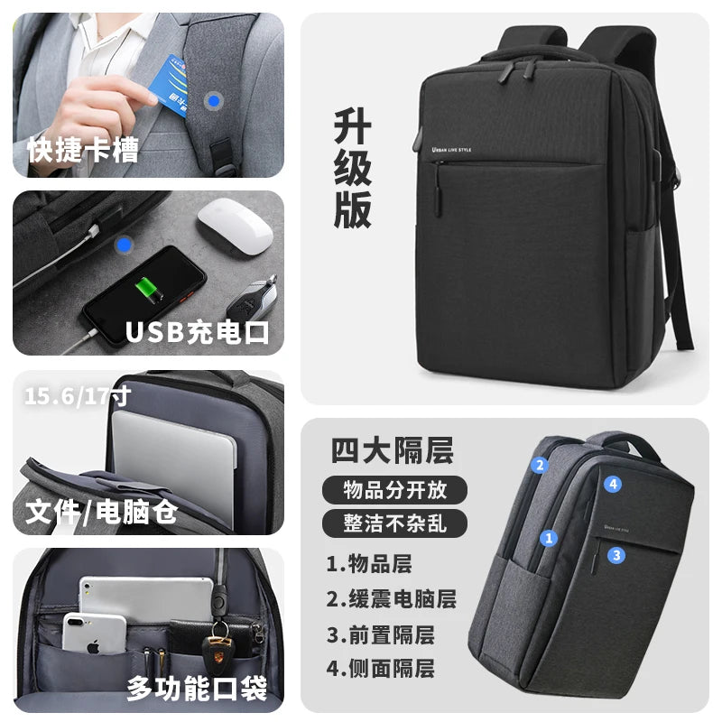 Mochila para laptop 40L durável de 17 polegadas para homens e mulheres com porta de carregador USB e capa para bagagem, bolsa resistente para faculdade para Macbook