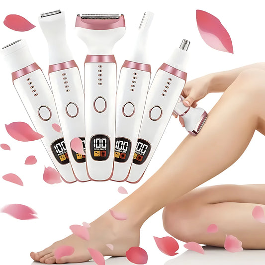 Depilador feminino, aparador, barbeador elétrico para mulheres, virilha, axila, braço, perna, biquíni, barbeador, bateria de lítio recarregável, kit de higiene