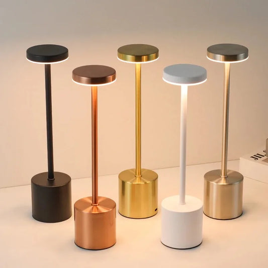 Luminária de mesa LED com sensor de toque simples, recarregável, 3 cores, ajustável, para cabeceira, luz ambiente criativa, bar, decoração de quarto
