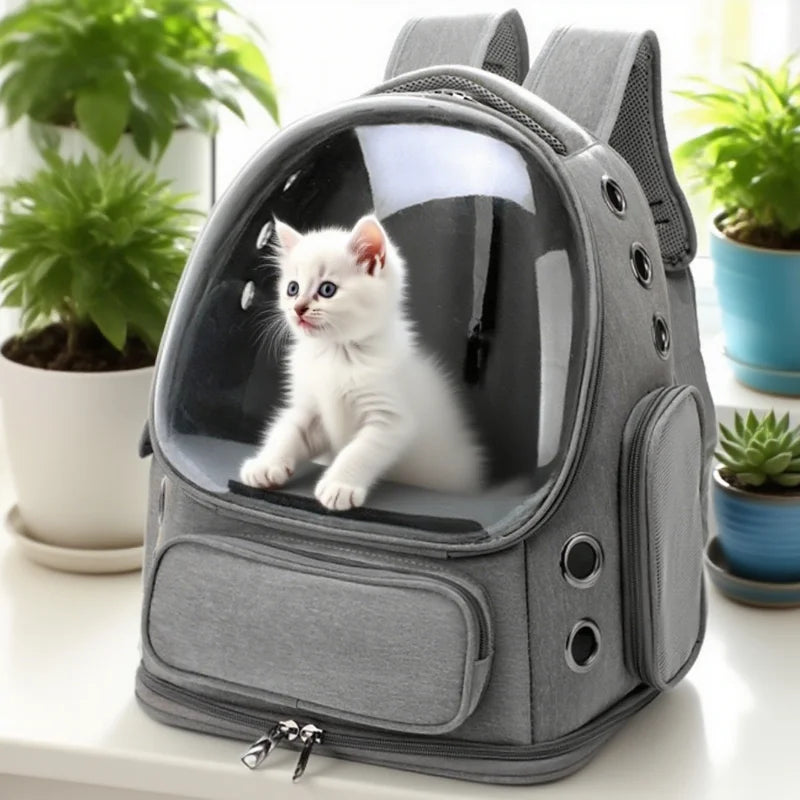 Mochila transparente para transporte de animais de estimação, essencial para viagens ao ar livre, para gatos e cães pequenos, design respirável, suprimentos premium e confortáveis ​​para animais de estimação