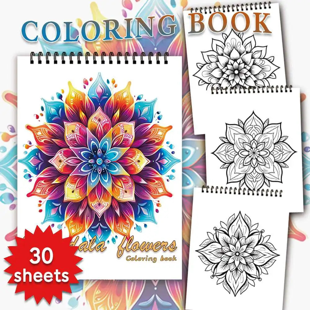 Livro de colorir em espiral - 30 folhas, livro de colorir para adultos, 11,2 x 8,3 polegadas, papel grosso de 100 g, livro de desenho, presente de boas-vindas para o feriado