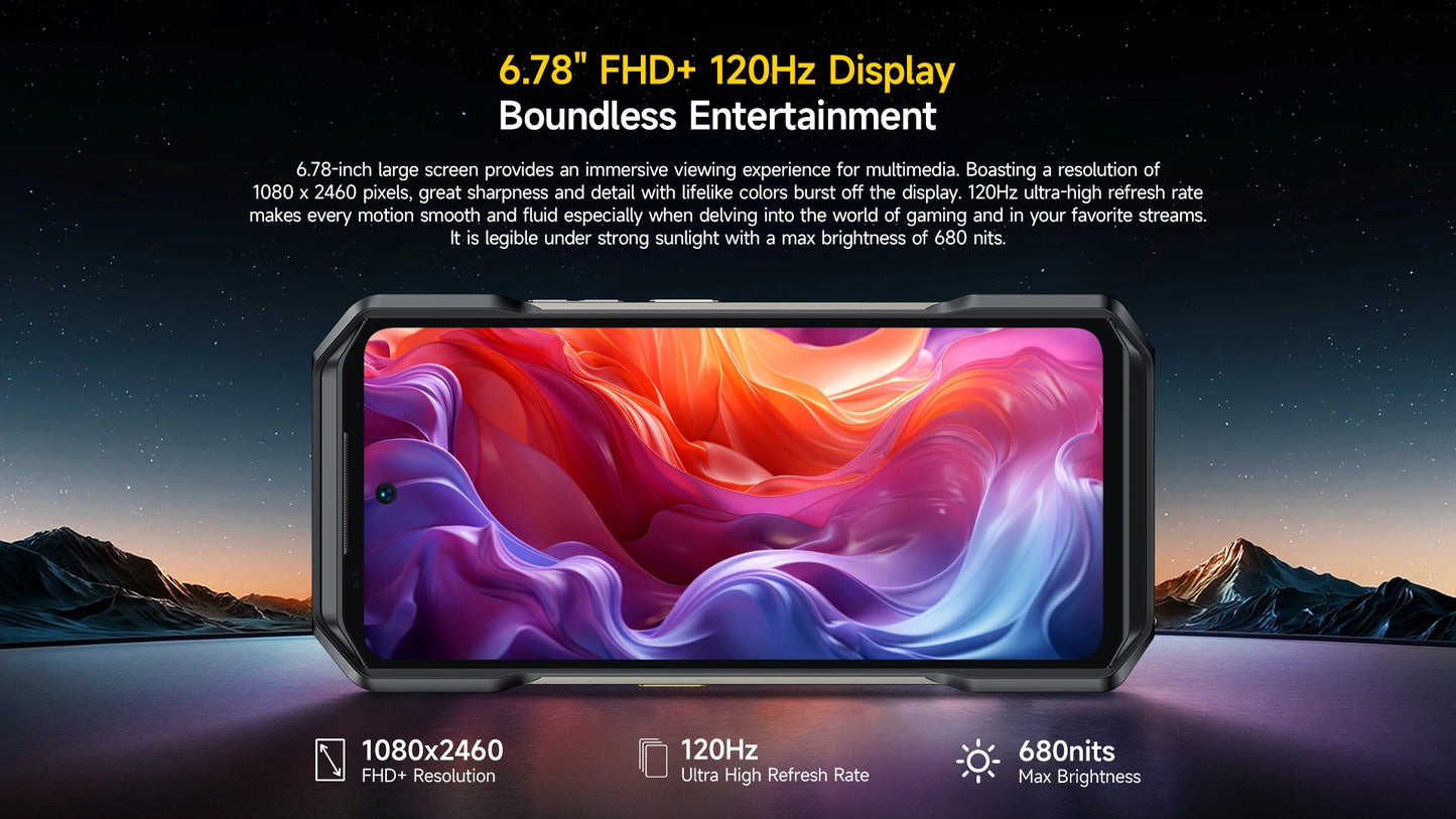 Ulefone Armor 27T Pro 5G, telefone robusto, 10600mAh, Android 14, smartphone com câmera noturna de 50MP+64MP, 6,78" 120Hz, 24GB+256GB NFC