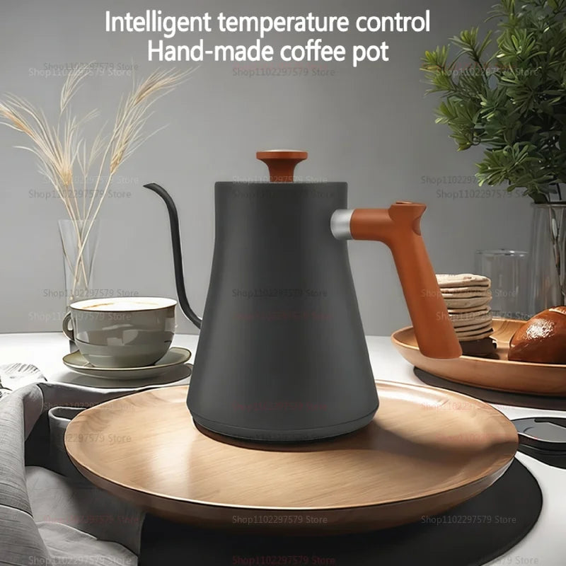 Chaleira elétrica de café coado de 0,9 L, bule de aço inoxidável com controle preciso de fluxo para café preparado à mão e infusão por gotejamento