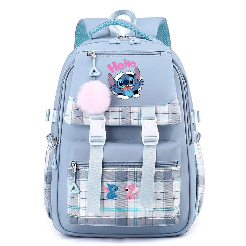 Mochilas escolares Stitch para estudantes do ensino médio, mochila feminina de grande capacidade para laptop, mochila escolar para ensino fundamental e médio