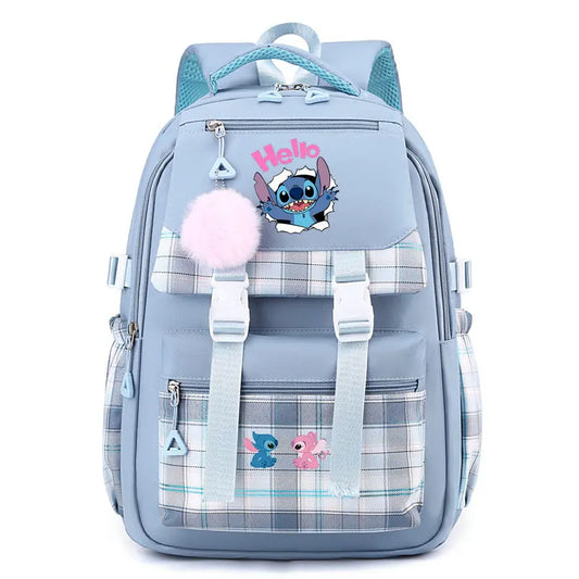 Mochilas escolares Stitch para estudantes do ensino médio, mochila feminina de grande capacidade para laptop, mochila escolar para ensino fundamental e médio