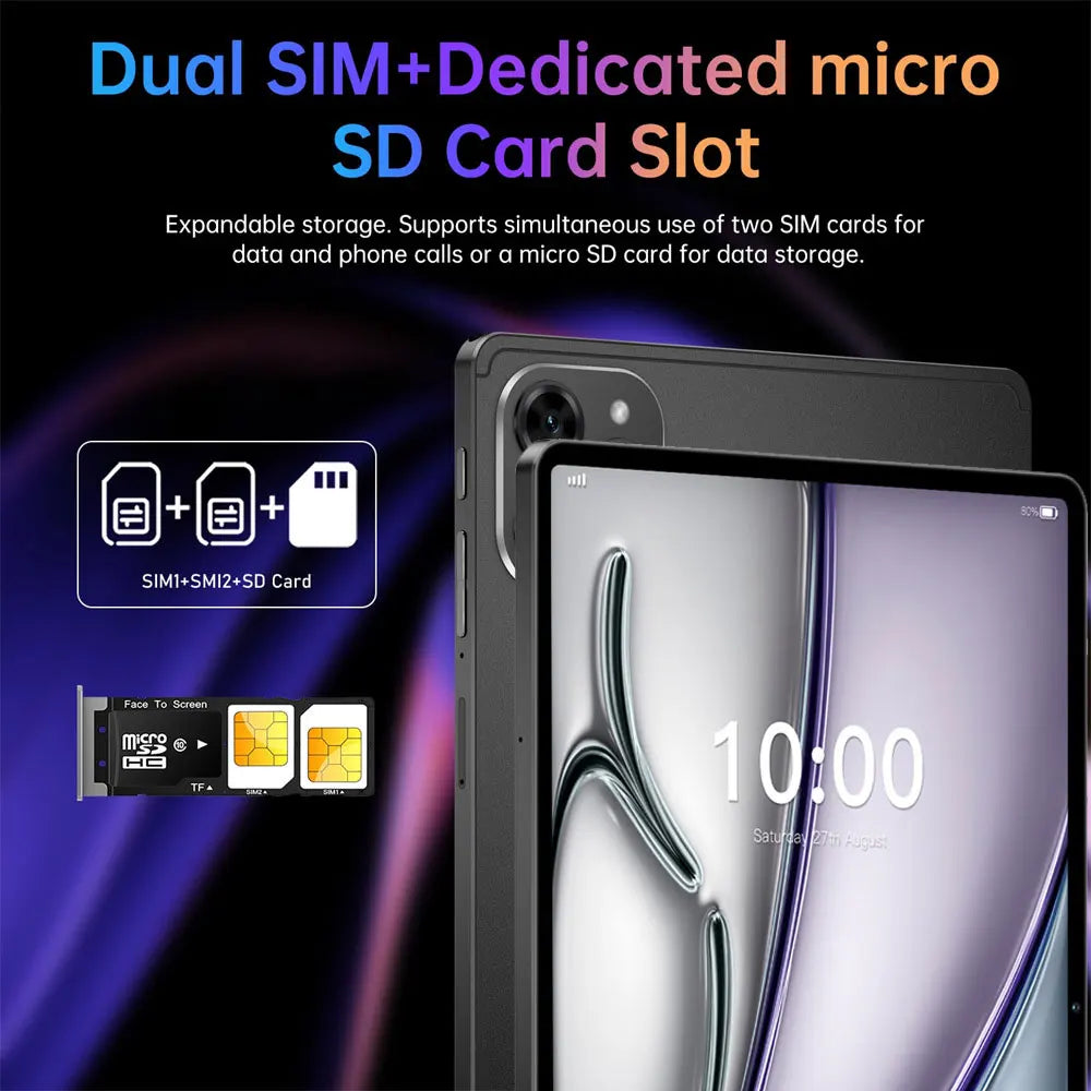 Tablet PC Pad 7SPro 10.1" Original 5G Dual SIM Tablets Tab Android 15 22GB + 2TB 10000mAh Com teclado Laptop Para Crianças