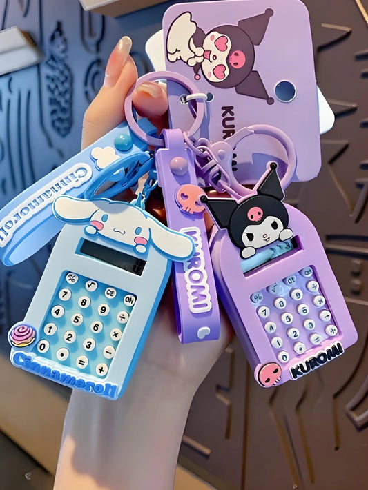 1 peça Sanrio Criativo Mini Calculadora de Computador Criativo Bolsa pingente brinquedo Desenho animado chaveiro pingente Kawaii Meninas meninos presentes de Natal