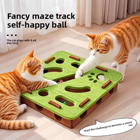 Quebra-cabeça para gatos, labirinto, buracos, brinquedos, caixa de feltro com sino, bola, gatinho, brinquedos de brincar, conjunto de combinação engraçado e interativo, suprimentos para gatos