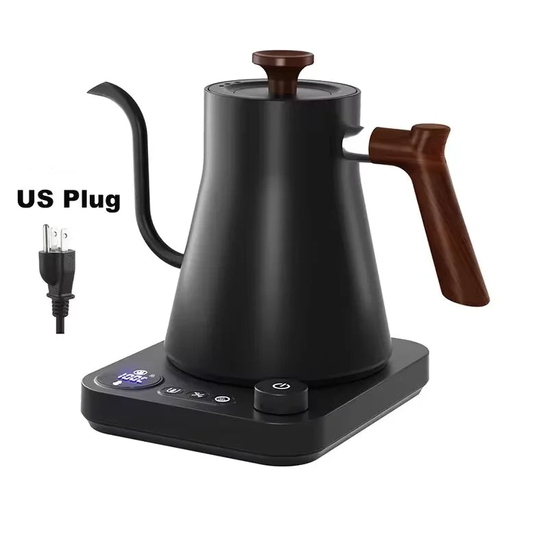 Chaleira elétrica de café coado de 0,9 L, bule de aço inoxidável com controle preciso de fluxo para café preparado à mão e infusão por gotejamento