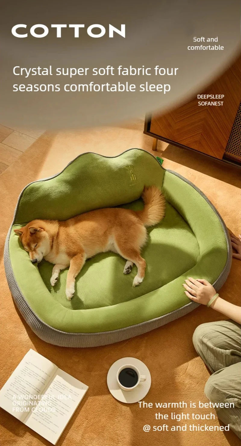 New dog bed with increased height and thickness, leaning against the mountain bed and pillow for neck protection, pet bed for sl