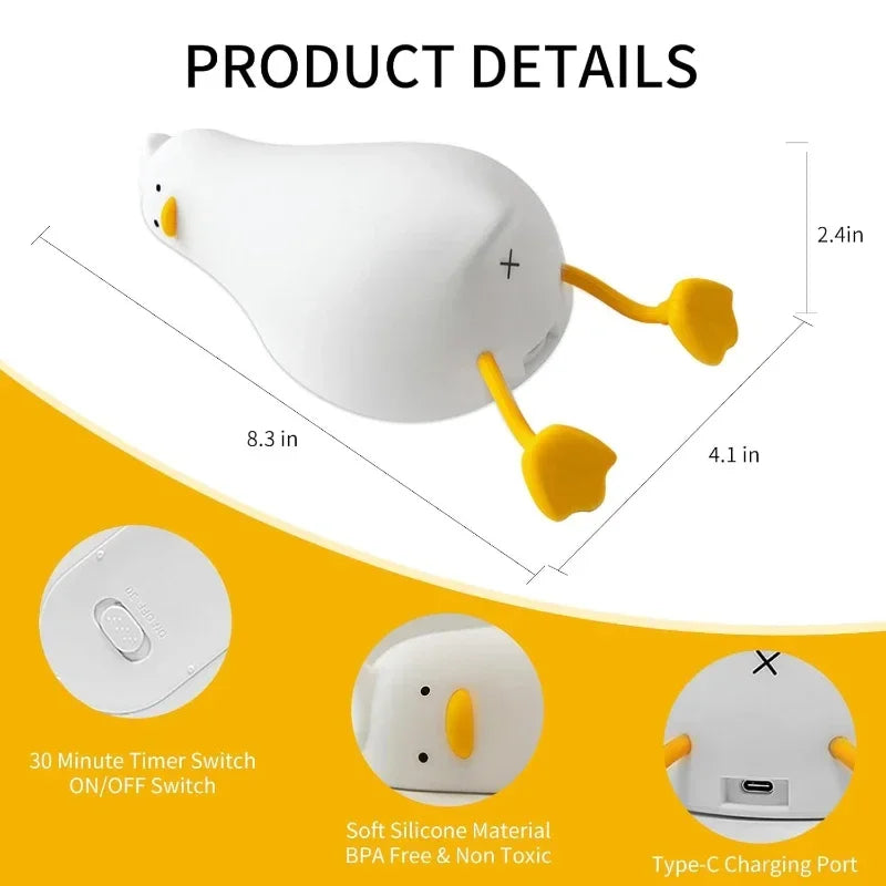 Luz noturna de silicone macio - USB recarregável, controle de toque, lâmpada de cabeceira regulável em 3 níveis para berçário, crianças, bebês e decoração de presentes