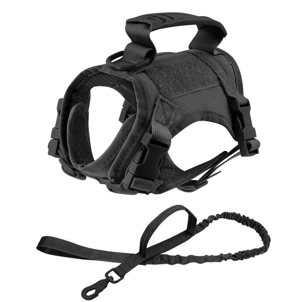 Arnês tático para cães de raças pequenas, colete ajustável para cães de serviço militar, acessórios para treinamento e trabalho