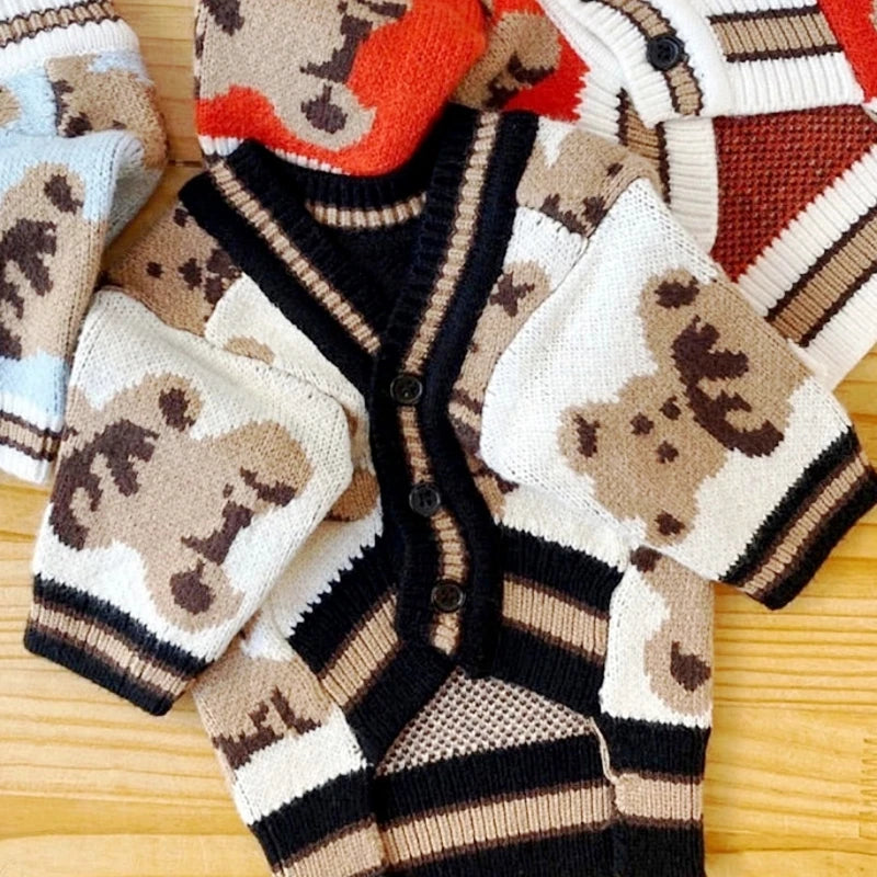Roupas de luxo para cães Chihuahua Pet Cardigan listrado Suéter Bichon Frise Filhote de cachorro Gatinho Cachorro Casaco quente Acessórios para cães Gatos Roupa para animais de estimação