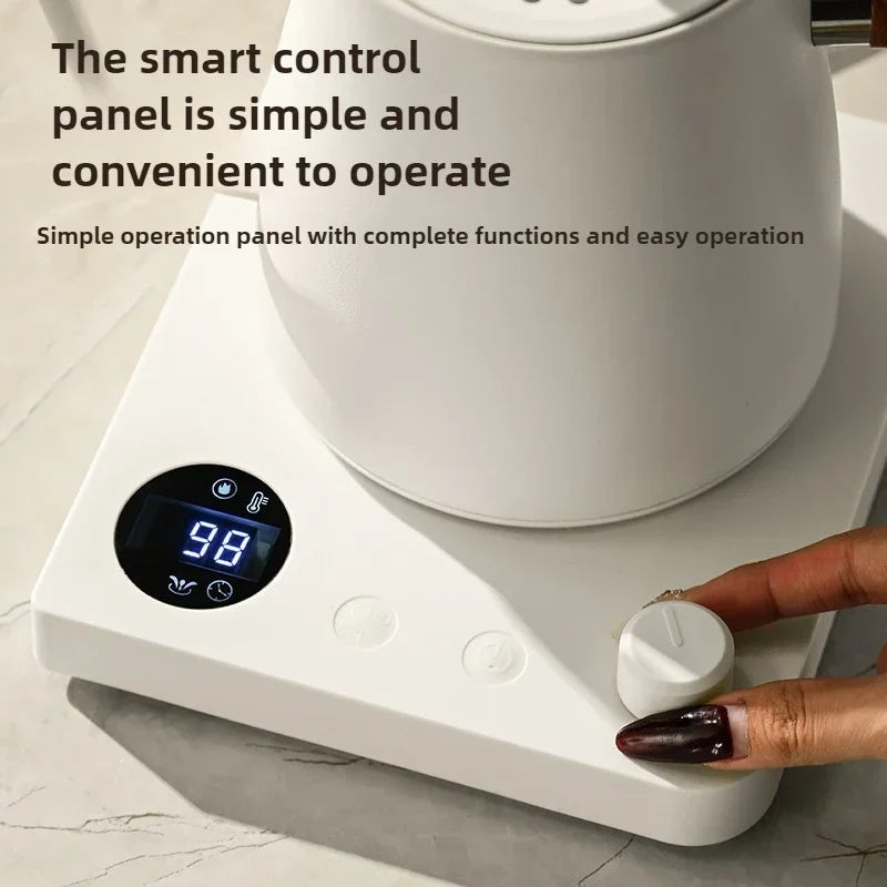 Chaleira elétrica de pescoço de ganso de 1000 W, cafeteira de aço inoxidável 304 de 1000 ml, temperatura inteligente, display LED para café e chá