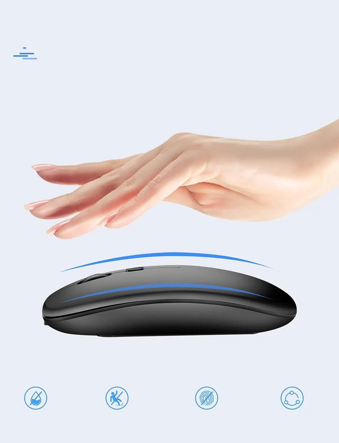 Mouse gamer sem fio, silencioso e mágico, adequado para laptops e tablets, com versões alimentadas por bateria e recarregáveis