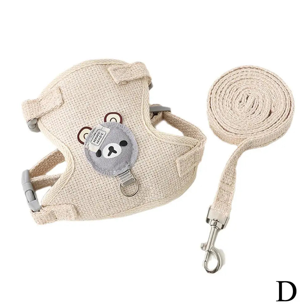 Adorável colete para animais de estimação pequenos, alça no peito, coleira para cães, corda de tração para caminhada, cão, gato, coelho, colete, arnês, poodle, coleira, acessórios para cães
