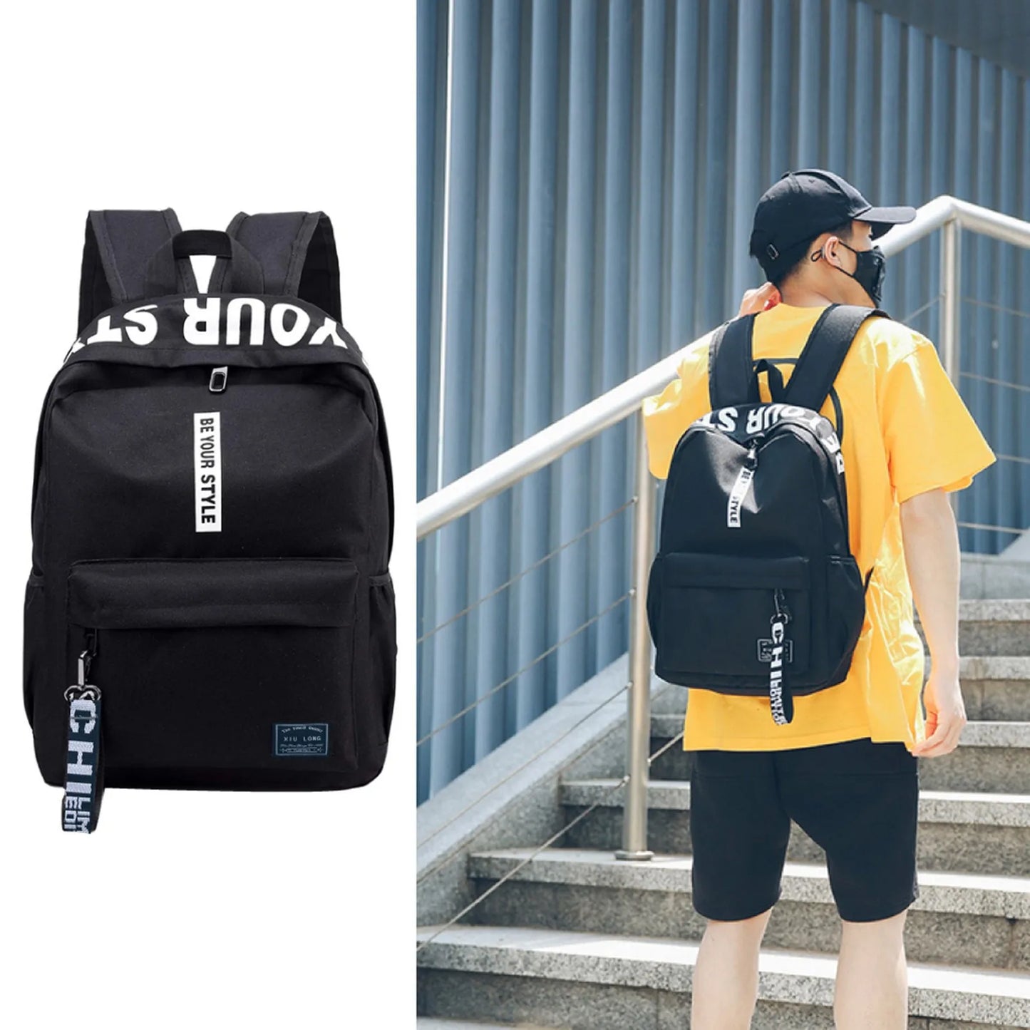 Mochila escolar masculina 2024, mochila preta de nylon, mochila feminina antifurto, mochila casual feminina de viagem, mochila coreana