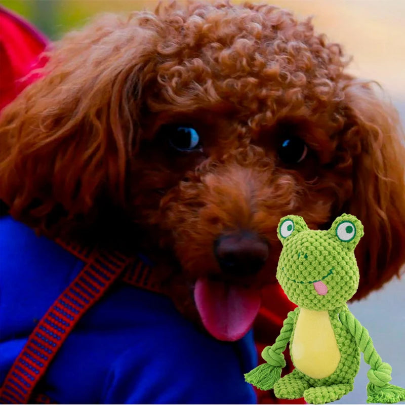 Brinquedo interativo de pelúcia cru para cachorro pequeno, indestrutível, resistente a mordidas, som de chocalho para cachorros que rangem, brinquedos para animais de estimação