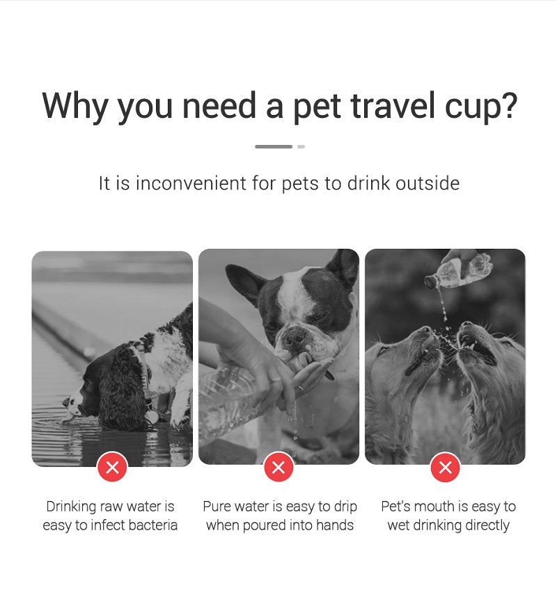 Garrafa de água portátil para cães pequenos e grandes, tigelas à prova de vazamento para caminhada ao ar livre, suprimentos para chihuahua e buldogue francês