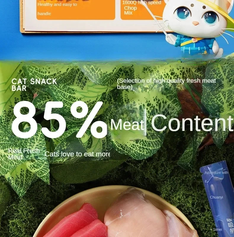 15g*5 Bag Pet Snacks Fish Oil Cat Strips Cat Wet Food Hydrating Cat Snacks Nutrition Salmon eel anchovy Chicken Cat Liquid Snack