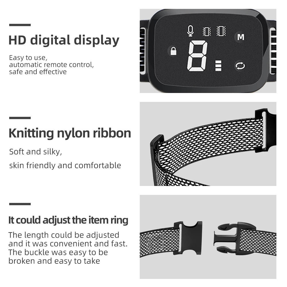 Automatic Anti Bark Dog Collar for Puppies Waterproof Rechargeable Dog Effective Stop Barking Training Collar Double Vibration