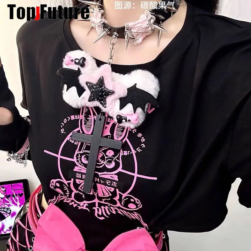 Mulheres Y2K Garota sangrenta punk Harajuku Gótico Lolita doente ferido colar curto Halloween cosplay adereços subcultura Gargantilhas Gargantilha