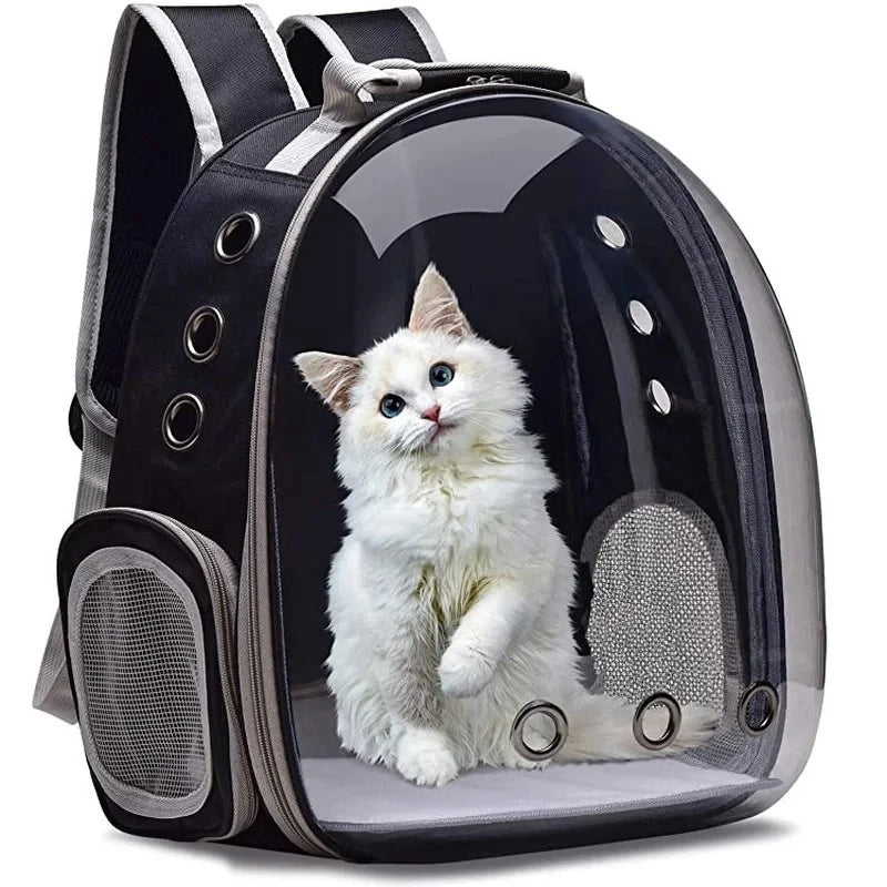 Mochila para transporte de animais de estimação, cápsula transparente, mochila para animais de estimação, filhotes, gatinhos, pássaros, transportadora respirável para viagem