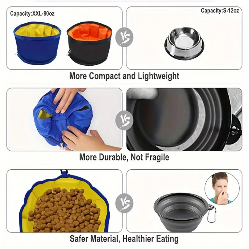 Alimentador portátil para animais de estimação, tigela dobrável e conveniente para alimentação de água para cães, filhotes e gatos, tigela dobrável para áreas externas, suprimentos para animais de estimação