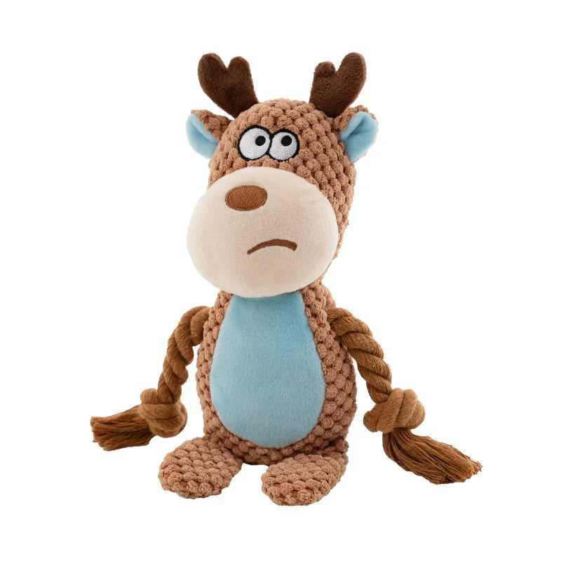 Brinquedo de pelúcia para cachorro, brinquedo de mastigar com articulação pequena crua, indestrutível, resistente a mordidas, som de guincho para filhotes, chocalho para brinquedos de estimação
