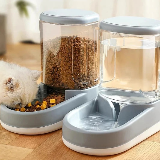 &amp; Cão Gato Alimentador Automático de Gravidade para Animais de Estimação Grande Capacidade Dispositivo de Água Potável Comida para Cães e Gatos Economize Esforço Acessório para Beber Animais de Estimação