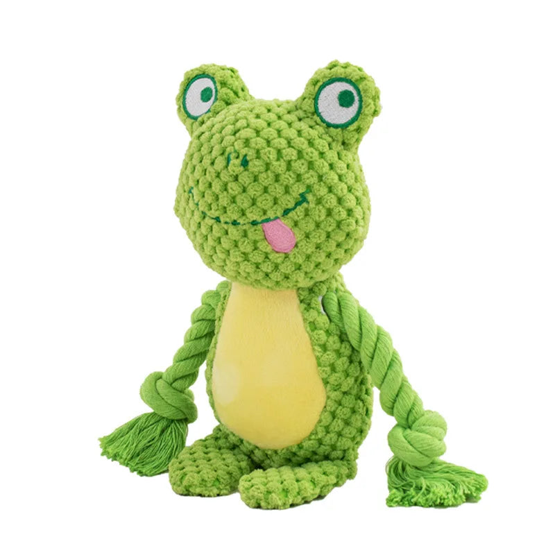 Brinquedos de pelúcia com corda que fazem barulho para cães: Raposa, Sapo, Porco, Animal, Puxador, Cordão de algodão resistente a mordidas - Treinamento interativo para vínculo de filhotes
