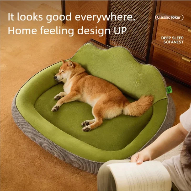New dog bed with increased height and thickness, leaning against the mountain bed and pillow for neck protection, pet bed for sl
