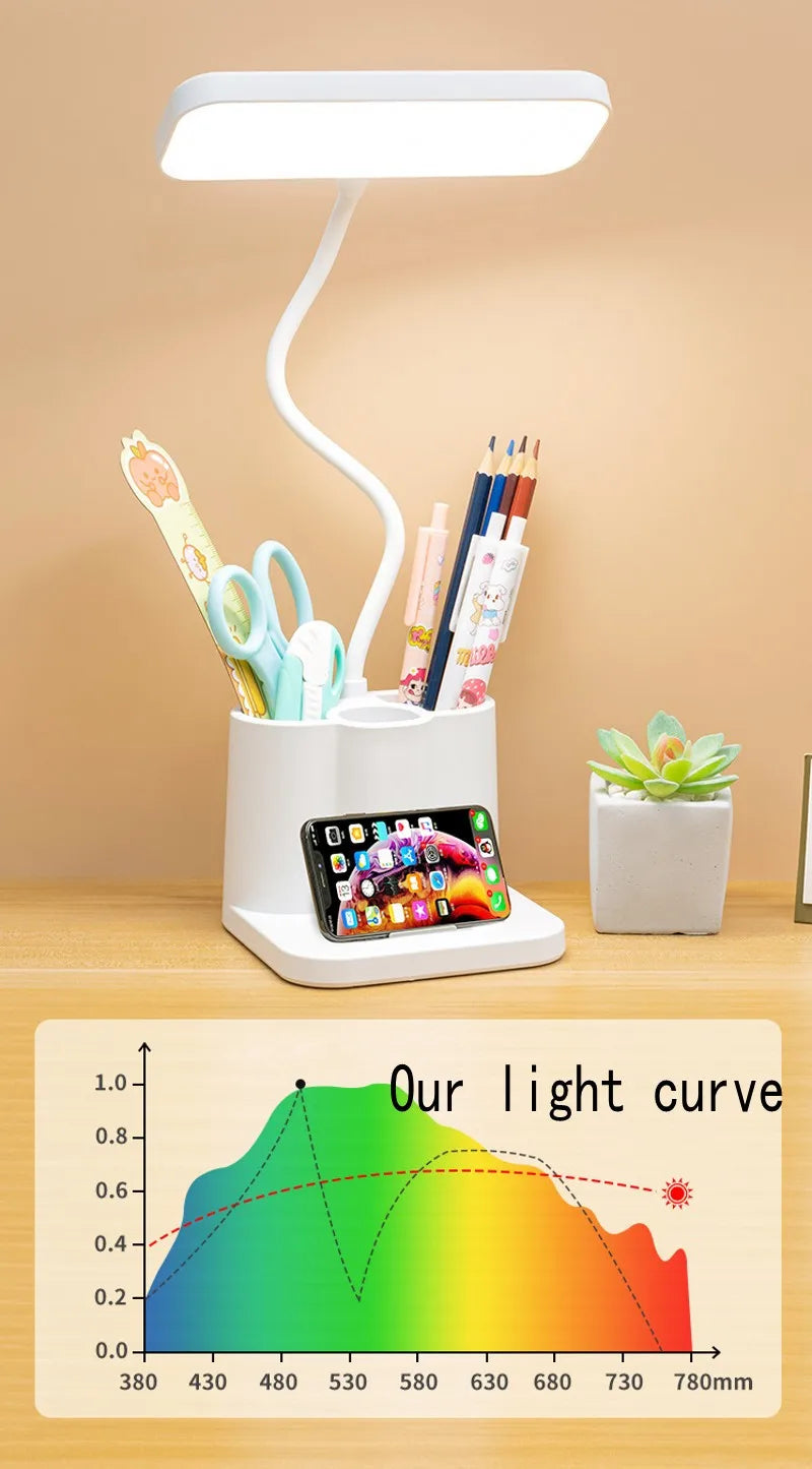 Lâmpada de mesa LED para leitura noturna, proteção para os olhos, para dormitório de estudo, luz noturna para estudantes universitários